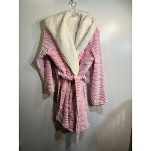 sleep & co womens pink white robe hooded pockets size large